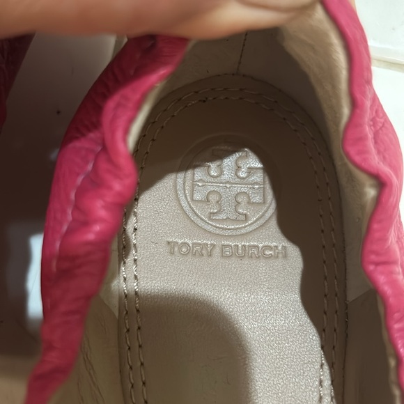 Tory Burch Melinda Carnation Red Pink Leather Ballet Flats Size 11m - Picture 3 of 5